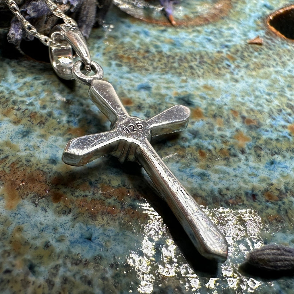Petite Simplicity Marcasite Cross Necklace in Sterling Silver Pendant La Vie Bien Petite Simplicity Marcasite Cross Necklace in Sterling Silver