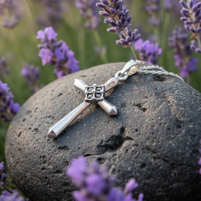 Petite Simplicity Marcasite Cross Necklace in Sterling Silver Pendant La Vie Bien Petite Simplicity Marcasite Cross Necklace in Sterling Silver