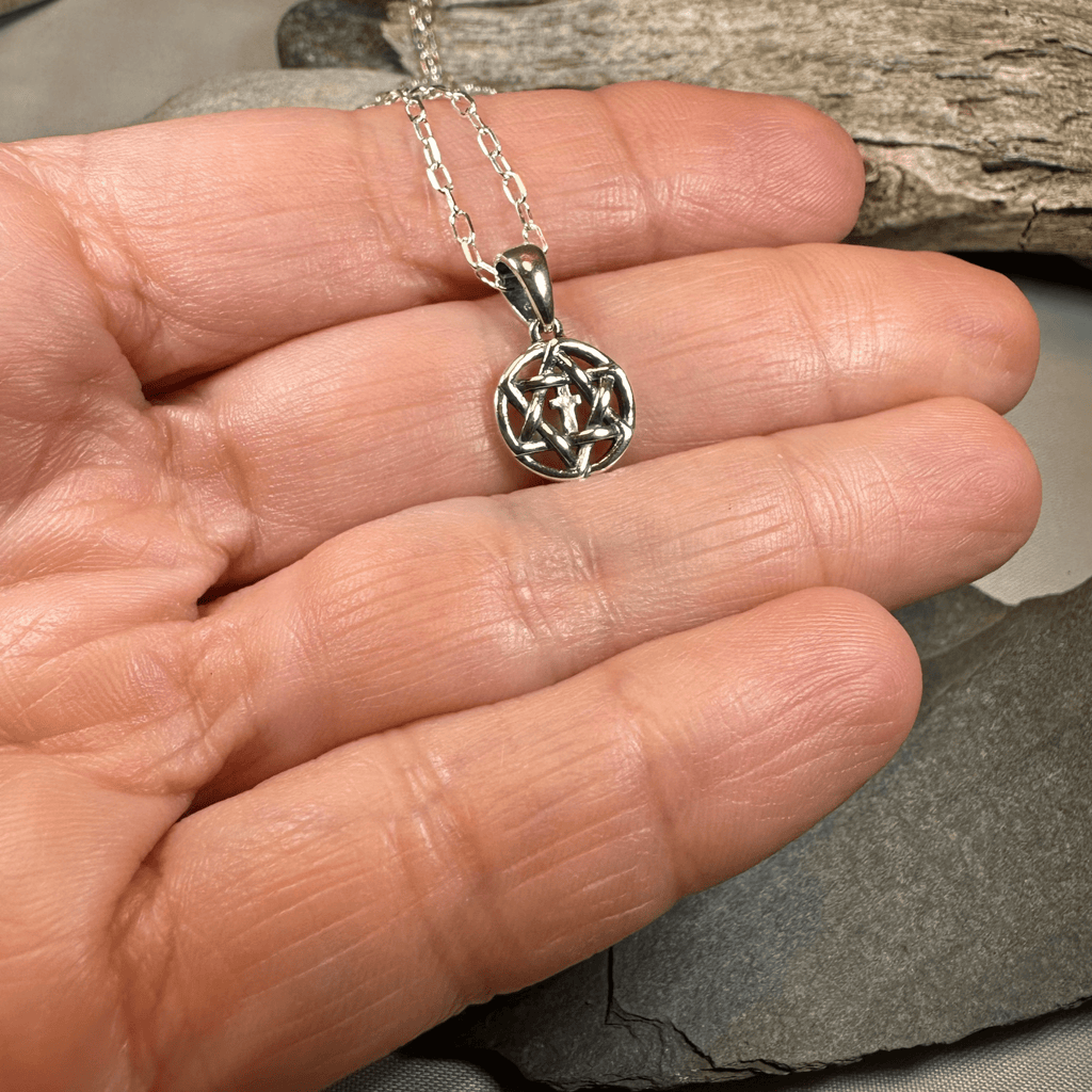 Petite Star of David Cross Necklace in Sterling Silver Pendant La Vie Bien Petite Star of David Cross Necklace in Sterling Silver