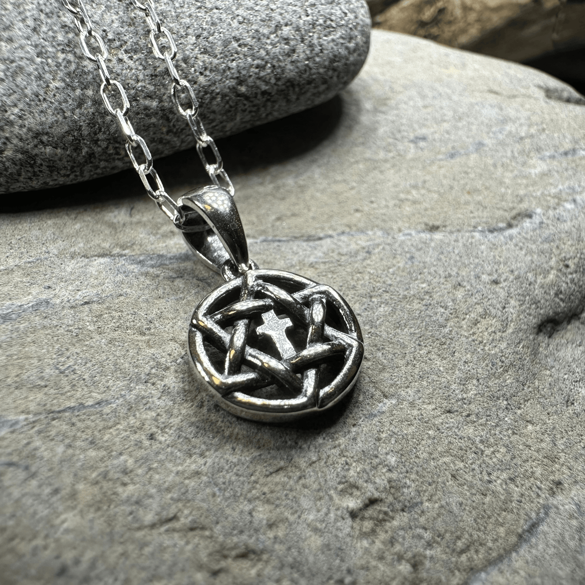 Petite Star of David Cross Necklace in Sterling Silver Pendant La Vie Bien Petite Star of David Cross Necklace in Sterling Silver