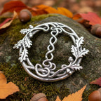 Pewter Oak Leaf & Acorn Scarf Ring - Handmade in England Scarf Ring La Vie Bien Pewter Oak Leaf & Acorn Scarf Ring - Handmade in England