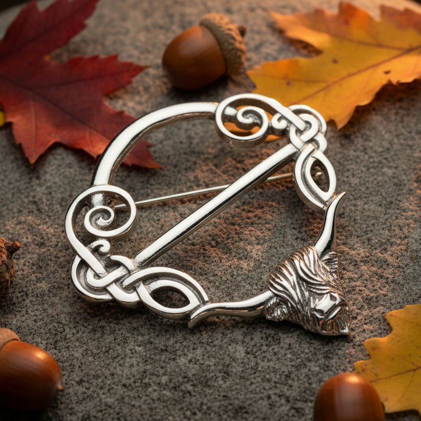 Pewter Scotland Highland Cow Scarf Ring - Handmade in England Scarf Ring La Vie Bien Pewter Scotland Highland Cow Scarf Ring - Handmade in England