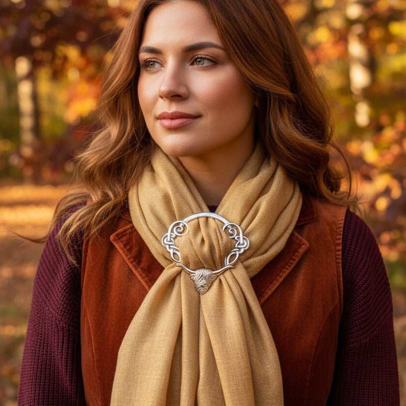 Pewter Scotland Highland Cow Scarf Ring - Handmade in England Scarf Ring La Vie Bien Pewter Scotland Highland Cow Scarf Ring - Handmade in England