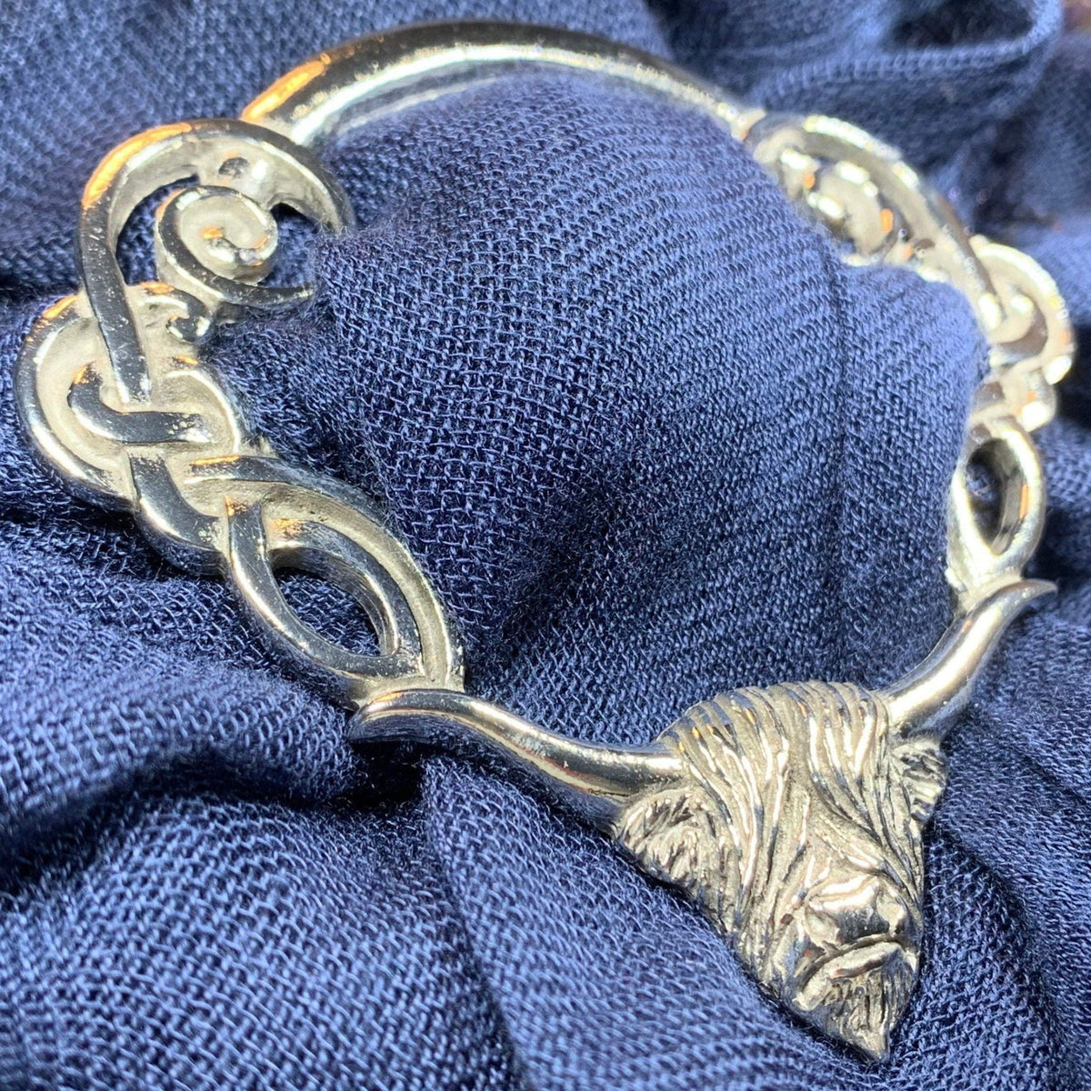 Pewter Scotland Highland Cow Scarf Ring - Handmade in England Scarf Ring La Vie Bien Pewter Scotland Highland Cow Scarf Ring - Handmade in England