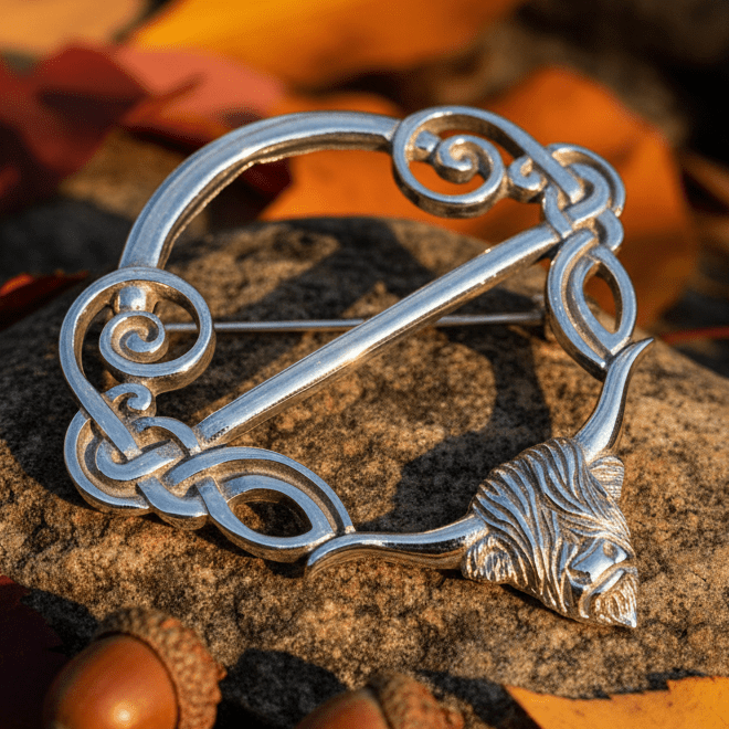 Pewter Scotland Highland Cow Scarf Ring - Handmade in England Scarf Ring La Vie Bien Pewter Scotland Highland Cow Scarf Ring - Handmade in England