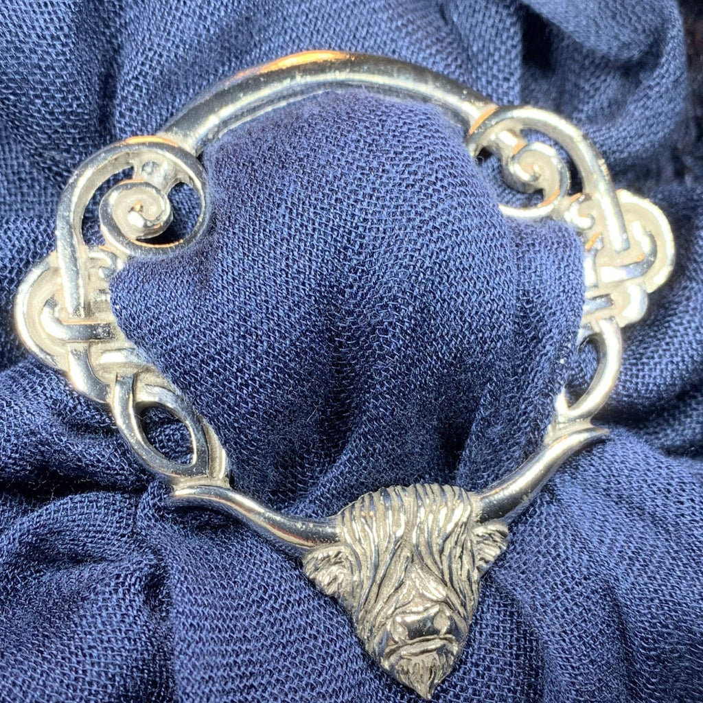 Pewter Scotland Highland Cow Scarf Ring - Handmade in England Scarf Ring La Vie Bien Pewter Scotland Highland Cow Scarf Ring - Handmade in England
