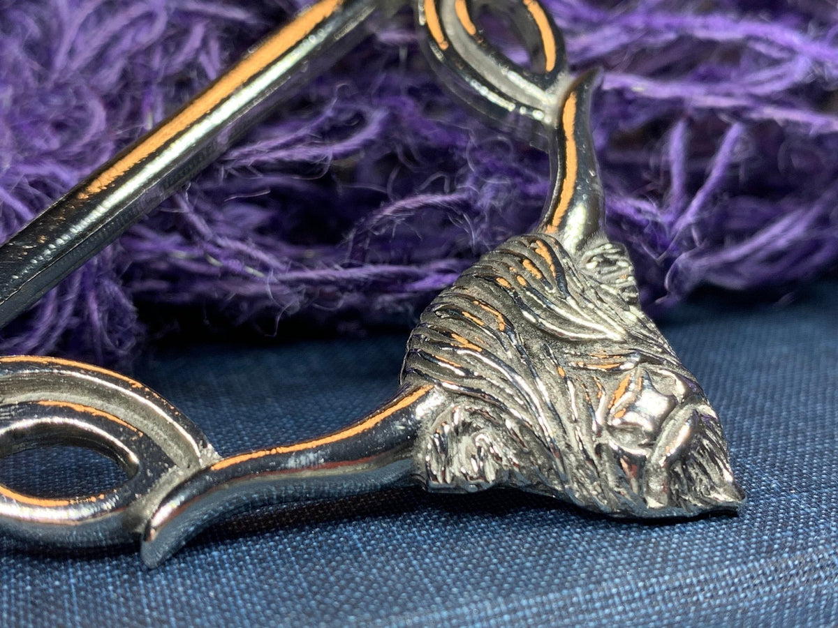 Pewter Scotland Highland Cow Scarf Ring - Handmade in England Scarf Ring La Vie Bien Pewter Scotland Highland Cow Scarf Ring - Handmade in England