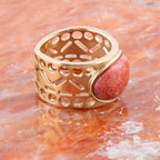 Pharoah Orange Sponge Coral and Golden Bronze Ring by Barse Jewelry
