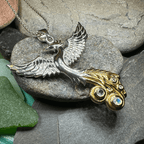 Phoenix Gemstone Necklace in Sterling Silver Pendant La Vie Bien Phoenix Gemstone Necklace in Sterling Silver