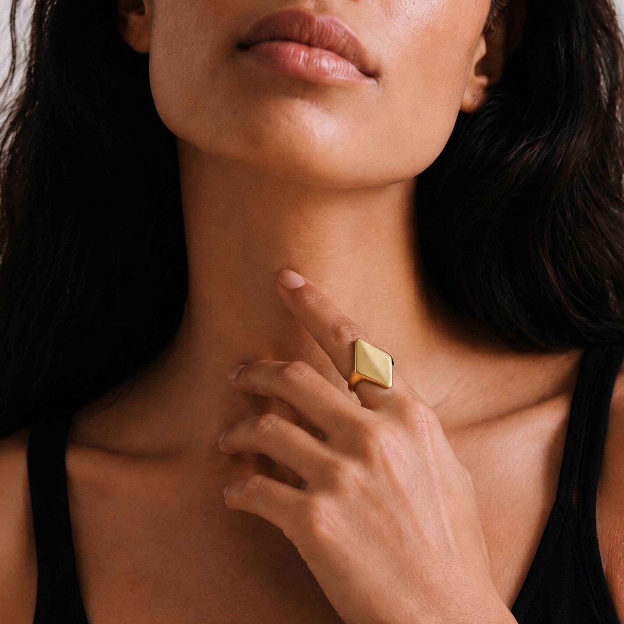 Pia Brass Solitaire Double Triangle Ring Rings La Vie Bien Pia Brass Solitaire Double Triangle Ring