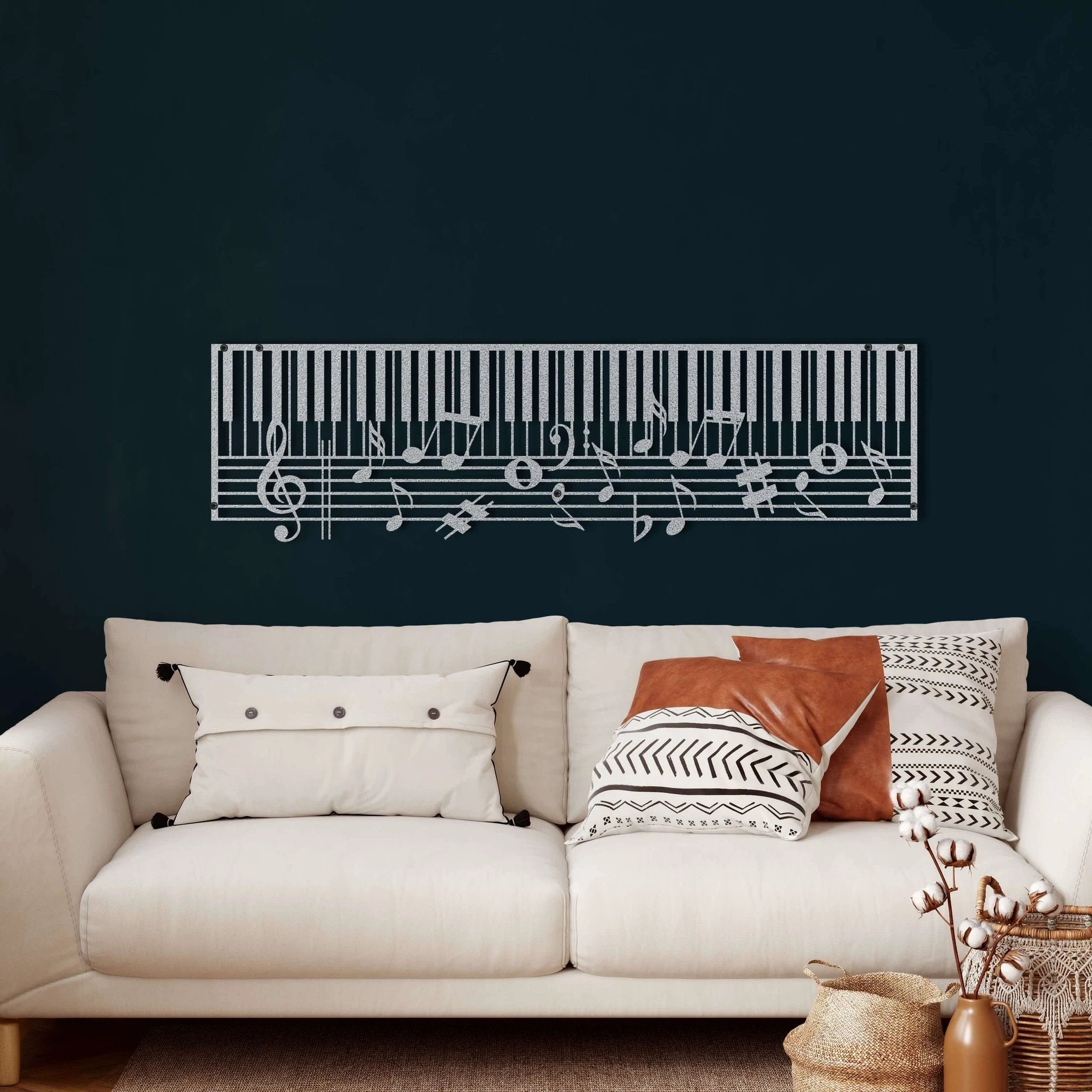 Piano and Music Notes Metal Wall Art by Dekadron