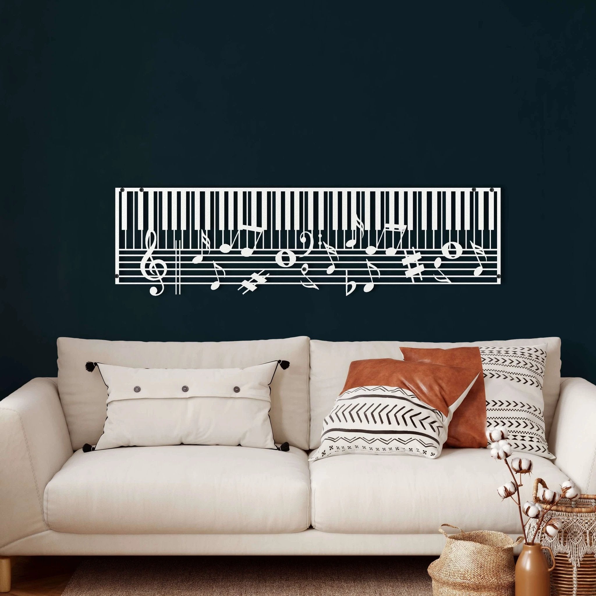 Piano and Music Notes Metal Wall Art by Dekadron