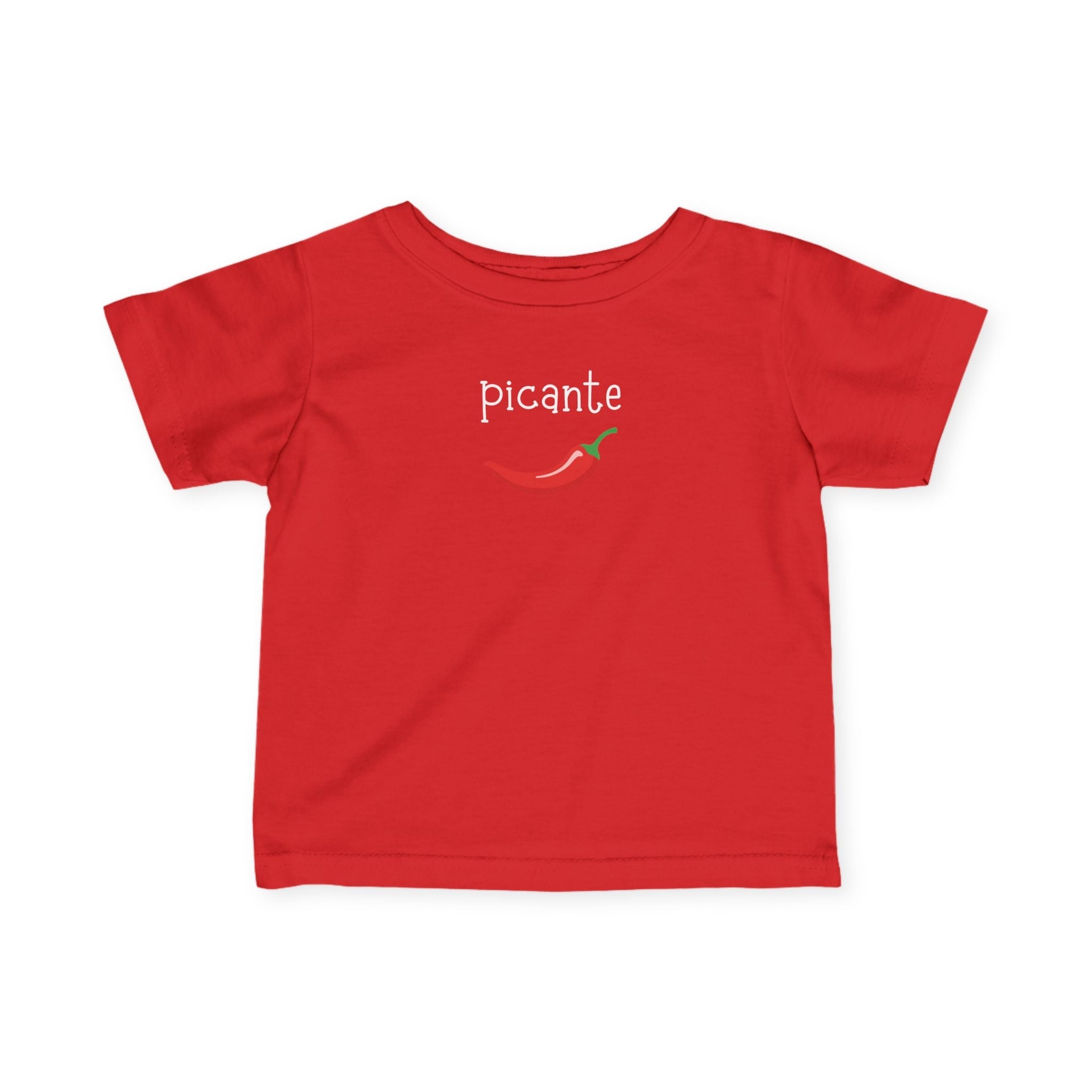 Picante Spicy Spanish Chili Pepper Infant Tee Baby Green Shirt, Spanish Word Design Kids clothes La Vie Bien Picante Spicy Spanish Chili Pepper Infant Tee Baby Green Shirt, Spanish Word Design