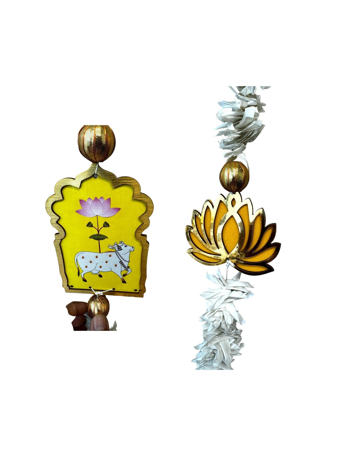 Pichwai, Lotus & Bell Lari, Set of 2 Festive Decor La Vie Bien Pichwai, Lotus & Bell Lari, Set of 2
