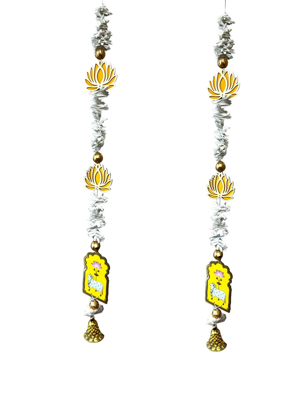 Pichwai, Lotus & Bell Lari, Set of 2 Festive Decor La Vie Bien Pichwai, Lotus & Bell Lari, Set of 2