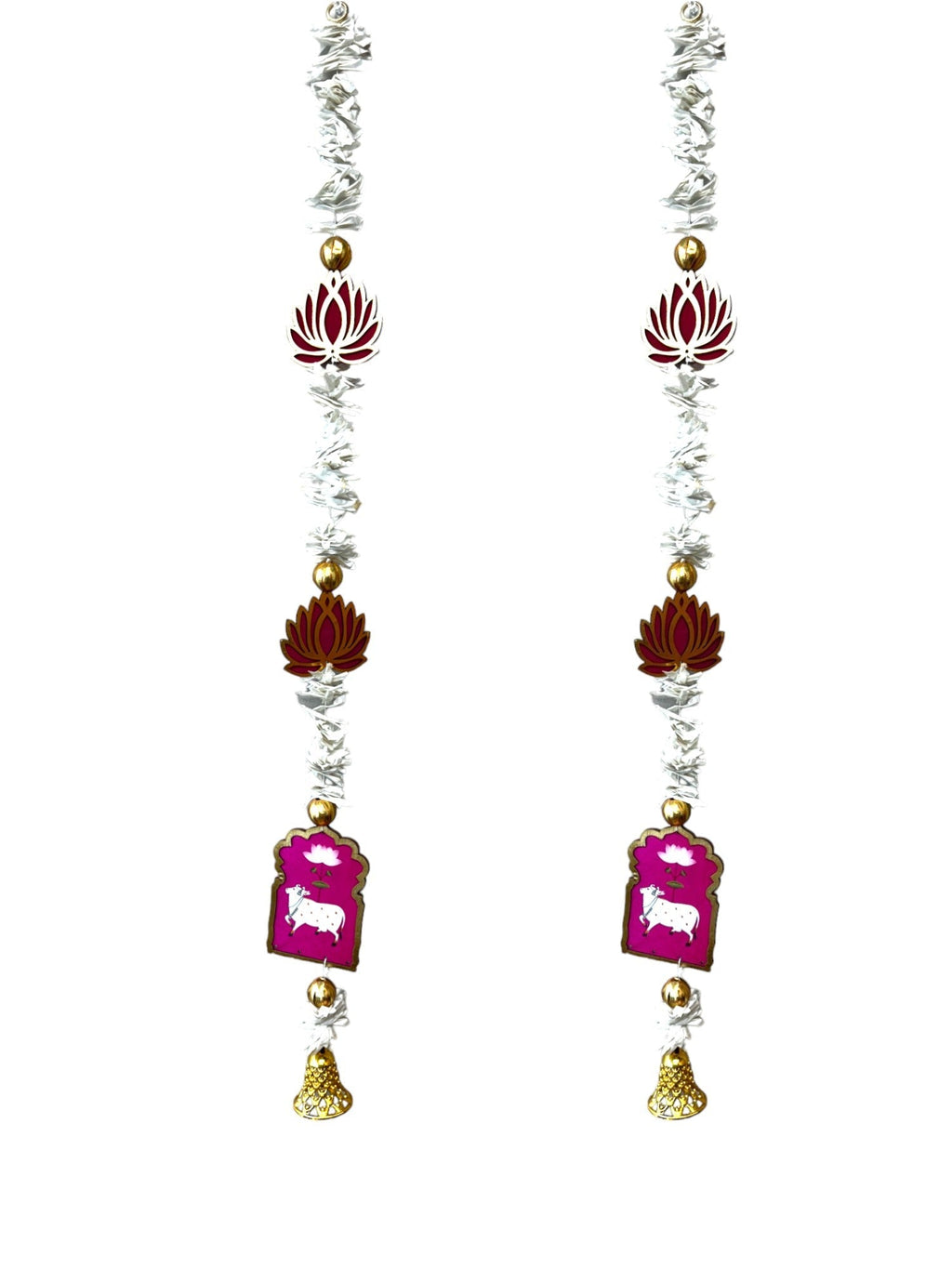 Pichwai, Lotus & Bell Lari, Set of 2 Festive Decor La Vie Bien Pichwai, Lotus & Bell Lari, Set of 2