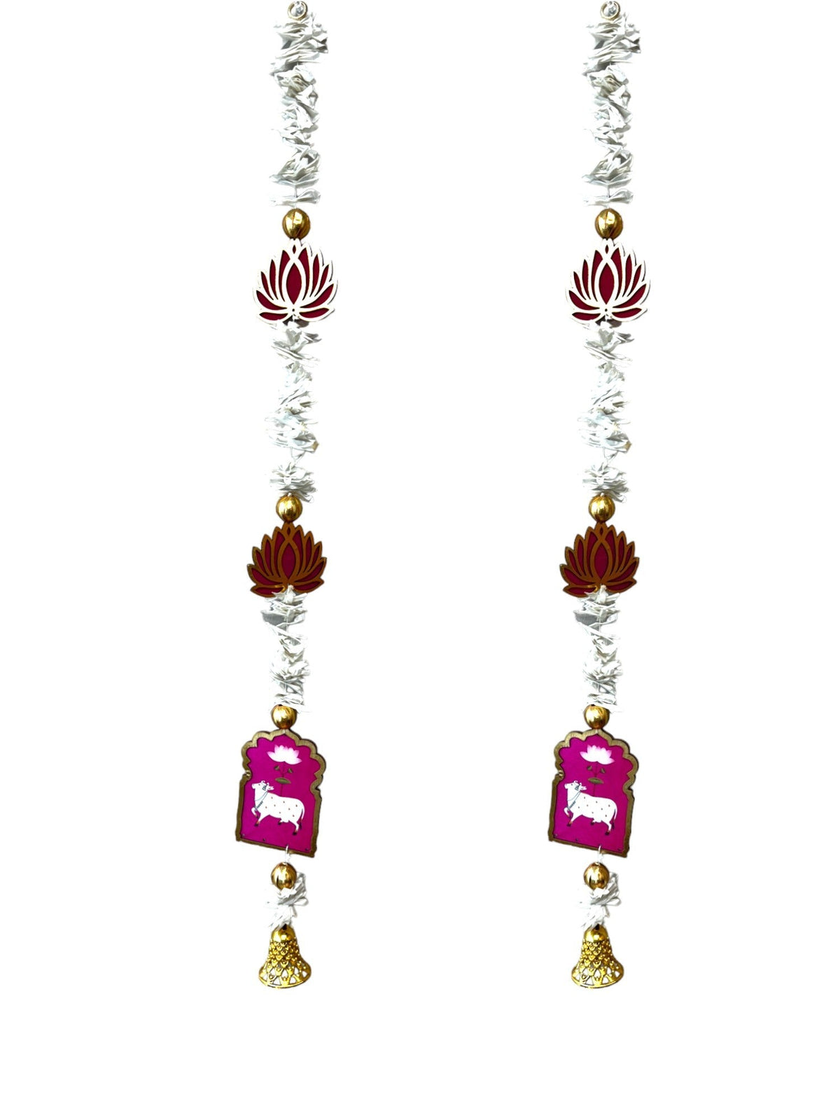 Pichwai, Lotus & Bell Lari, Set of 2 Festive Decor La Vie Bien Pichwai, Lotus & Bell Lari, Set of 2