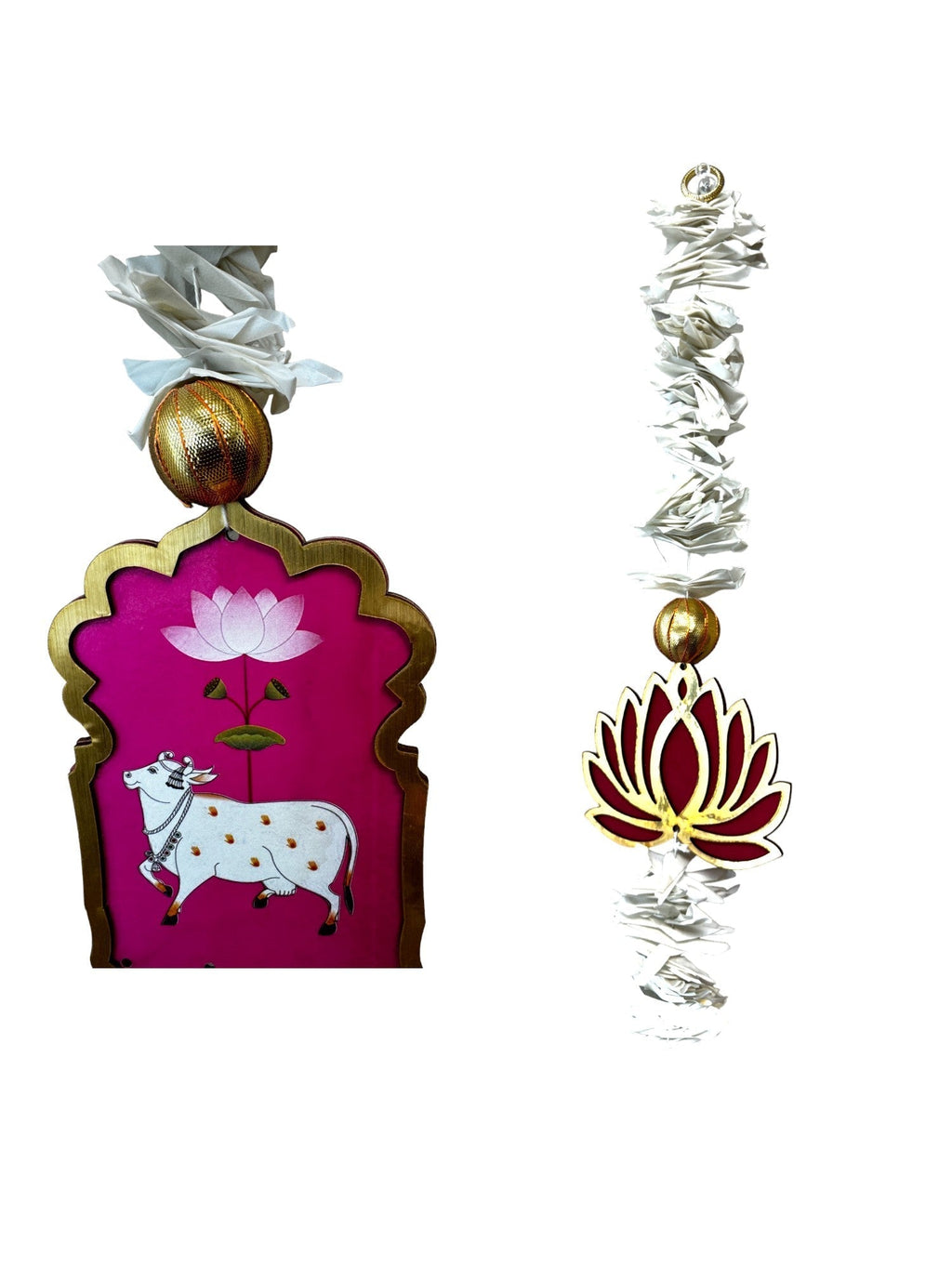 Pichwai, Lotus & Bell Lari, Set of 2 Festive Decor La Vie Bien Pichwai, Lotus & Bell Lari, Set of 2