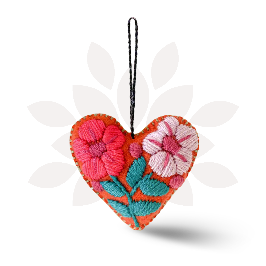 Pick Color! Corazon Heart Embroidered Handmade Valentine's Day Gift Ornament - Mexico Decor La Vie Bien Pick Color! Corazon Heart Embroidered Handmade Valentine's Day Gift Ornament - Mexico