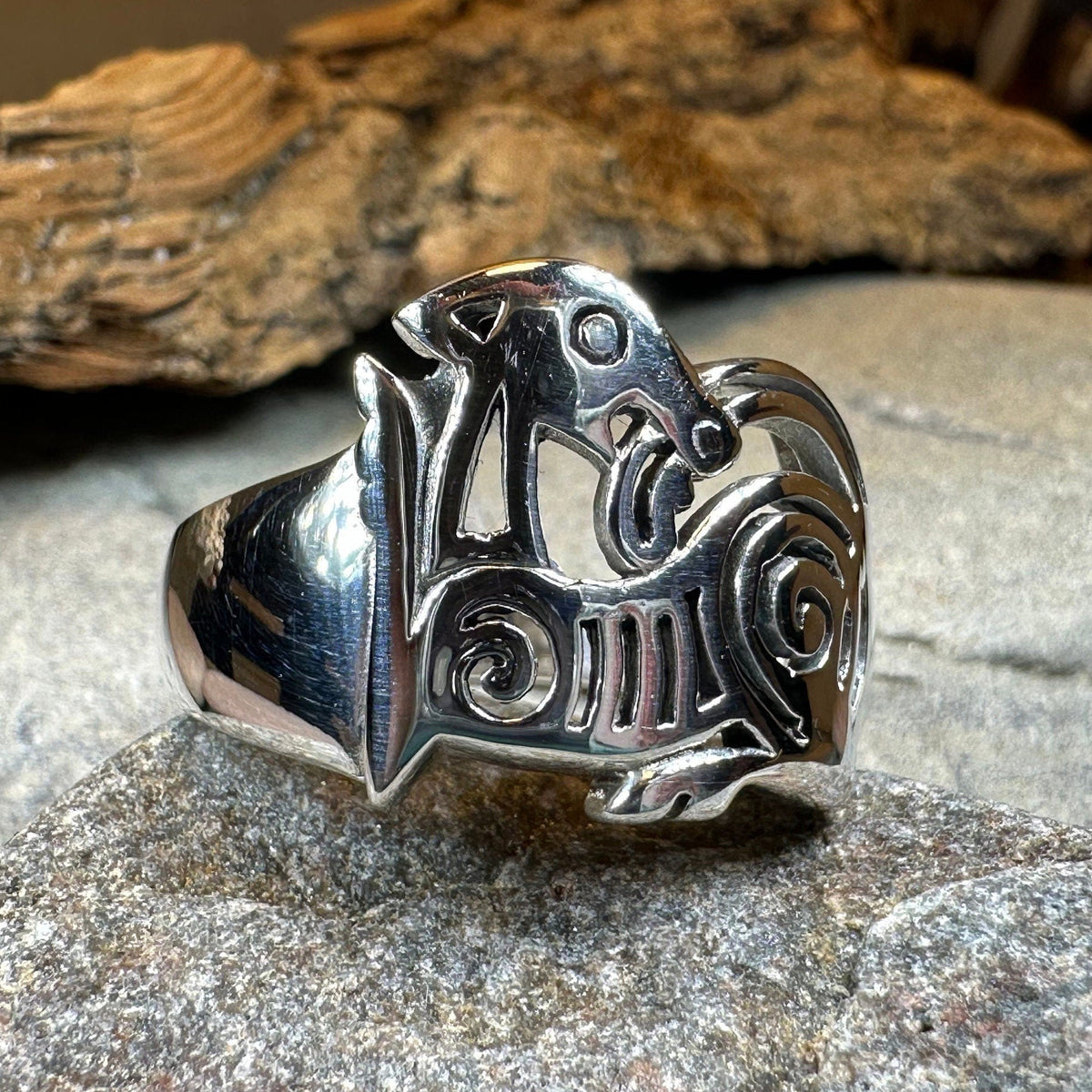 Pictish Lore Celtic Dragon Ring in Sterling Silver Ring La Vie Bien Pictish Lore Celtic Dragon Ring in Sterling Silver
