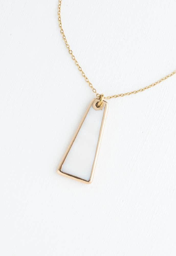 Pillar Mother of Pearl Necklace in Gold by Ethical Trade Co