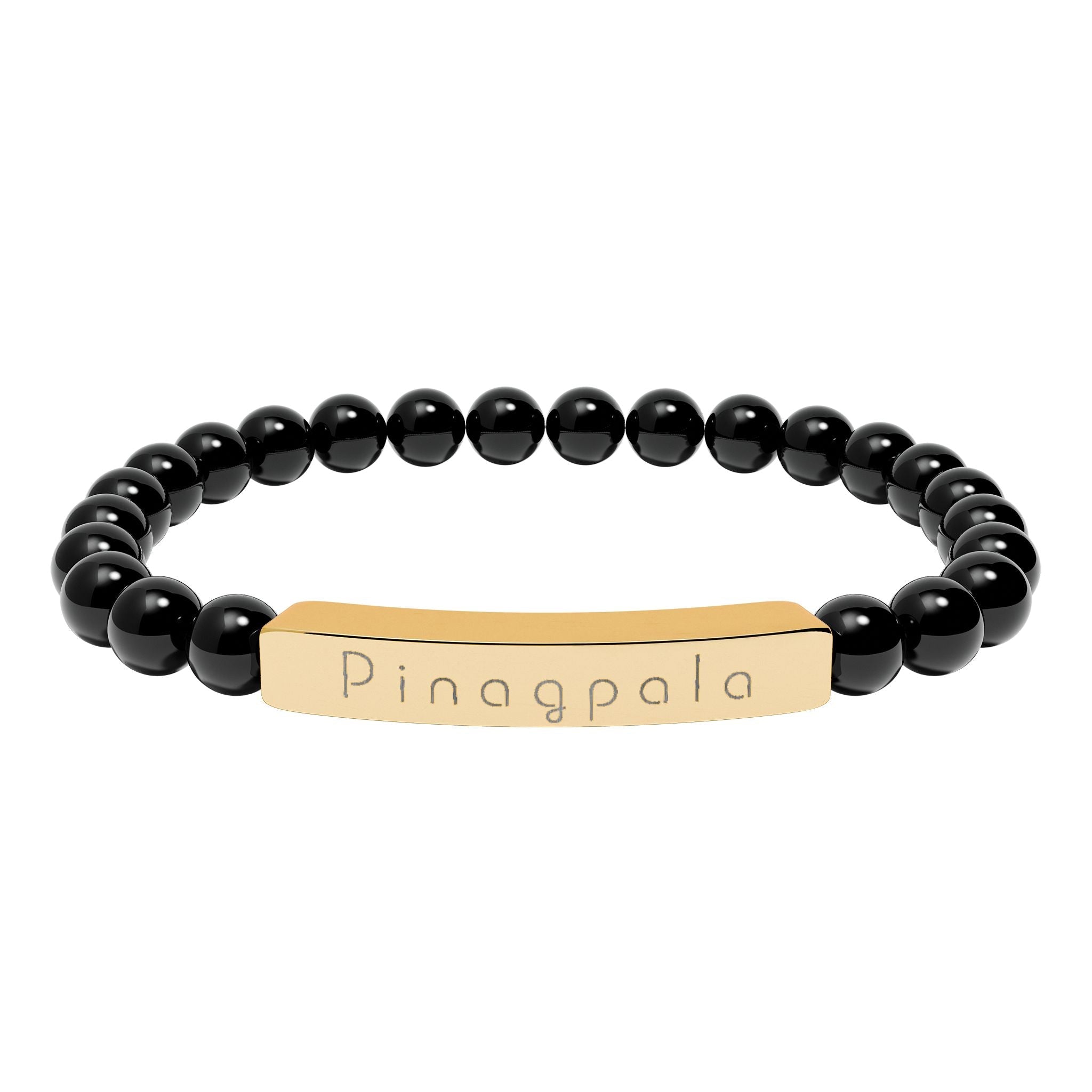 Pinagpala Filipino/Tagalog Blessed Engraved Natural Stone Bead Bracelet, Bar Stretch Bracelet Accessories La Vie Bien Pinagpala Filipino/Tagalog Blessed Engraved Natural Stone Bead Bracelet, Bar Stretch Bracelet