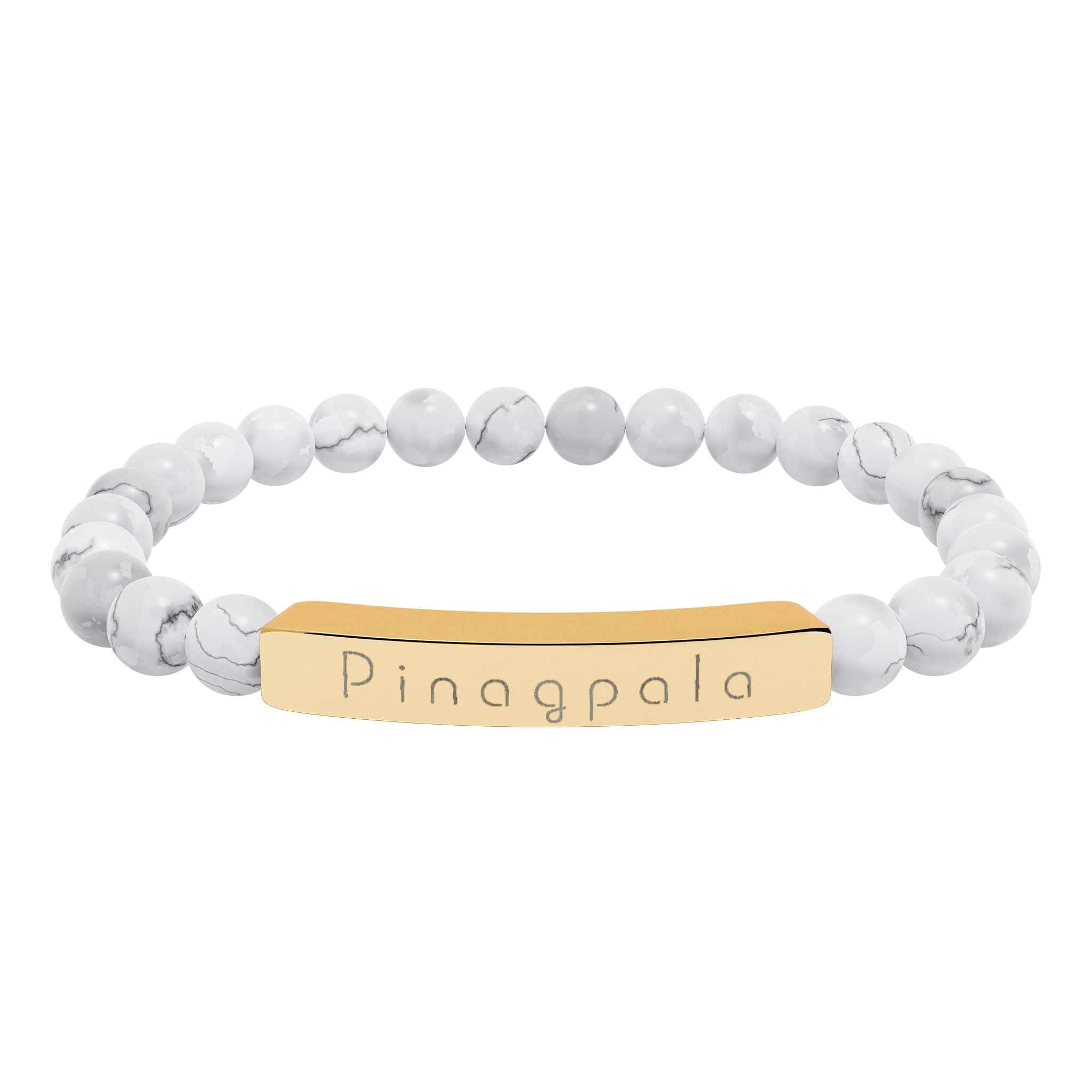 Pinagpala Filipino/Tagalog Blessed Engraved Natural Stone Bead Bracelet, Bar Stretch Bracelet Accessories La Vie Bien Pinagpala Filipino/Tagalog Blessed Engraved Natural Stone Bead Bracelet, Bar Stretch Bracelet
