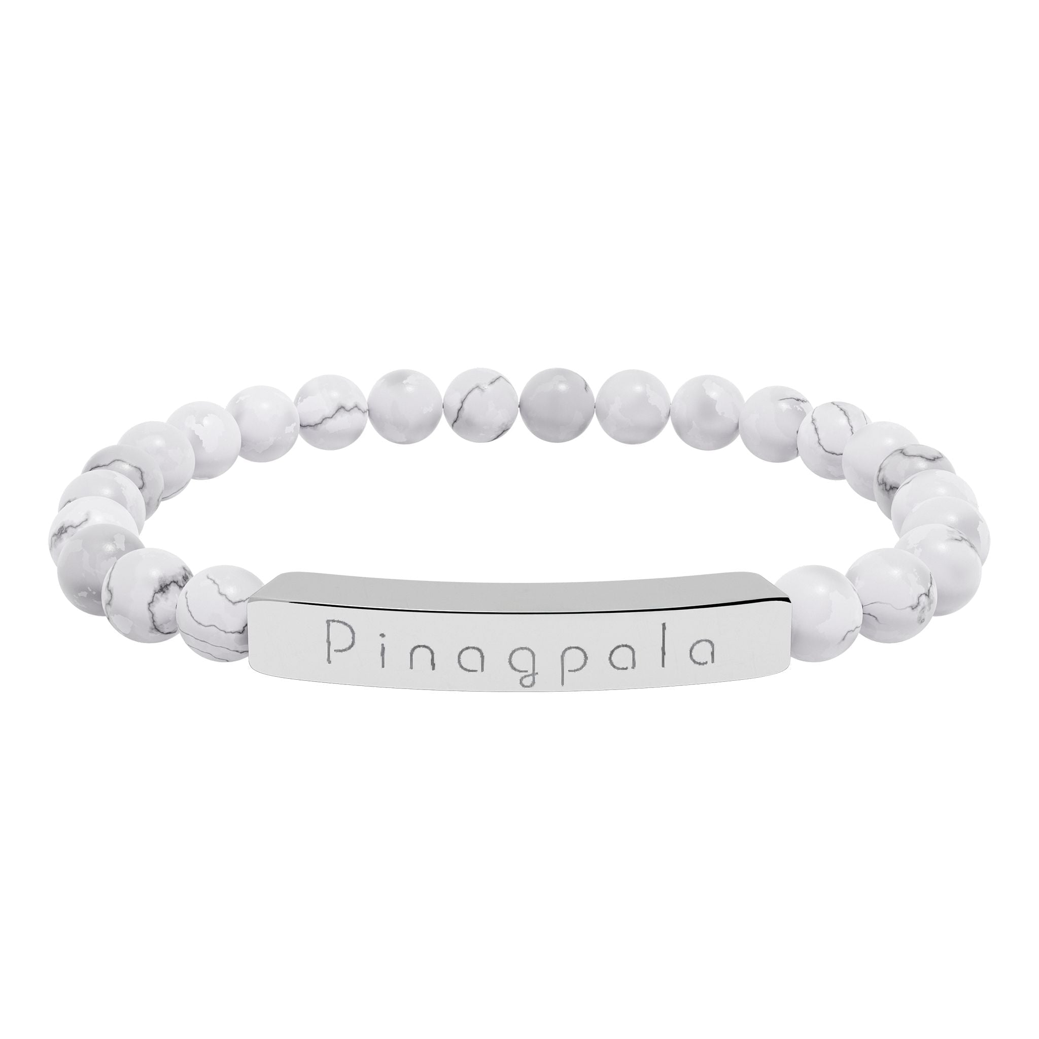 Pinagpala Filipino/Tagalog Blessed Engraved Natural Stone Bead Bracelet, Bar Stretch Bracelet Accessories La Vie Bien Pinagpala Filipino/Tagalog Blessed Engraved Natural Stone Bead Bracelet, Bar Stretch Bracelet