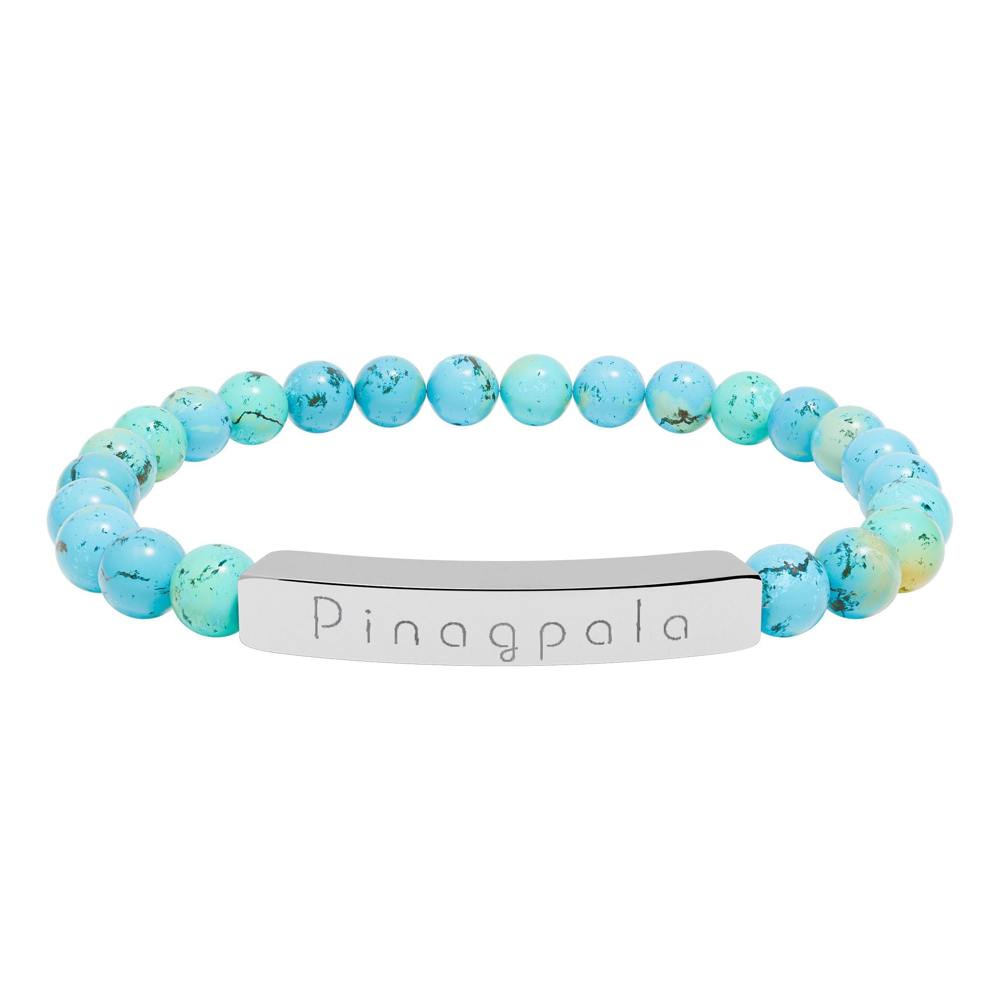 Pinagpala Filipino/Tagalog Blessed Engraved Natural Stone Bead Bracelet, Bar Stretch Bracelet Accessories La Vie Bien Pinagpala Filipino/Tagalog Blessed Engraved Natural Stone Bead Bracelet, Bar Stretch Bracelet