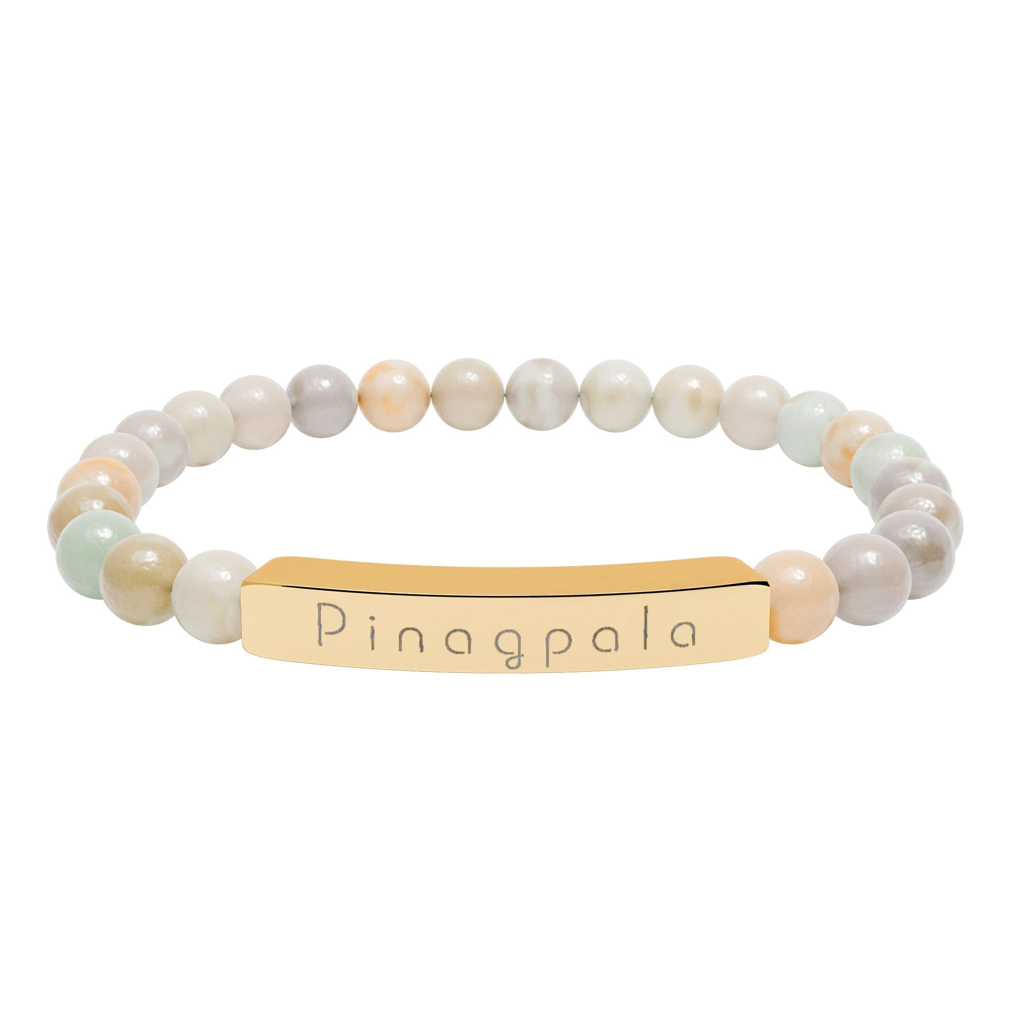 Pinagpala Filipino/Tagalog Blessed Engraved Natural Stone Bead Bracelet, Bar Stretch Bracelet Accessories La Vie Bien Pinagpala Filipino/Tagalog Blessed Engraved Natural Stone Bead Bracelet, Bar Stretch Bracelet