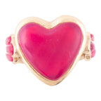 Pink Agate Heart Golden Statement Ring Rings La Vie Bien Pink Agate Heart Golden Statement Ring