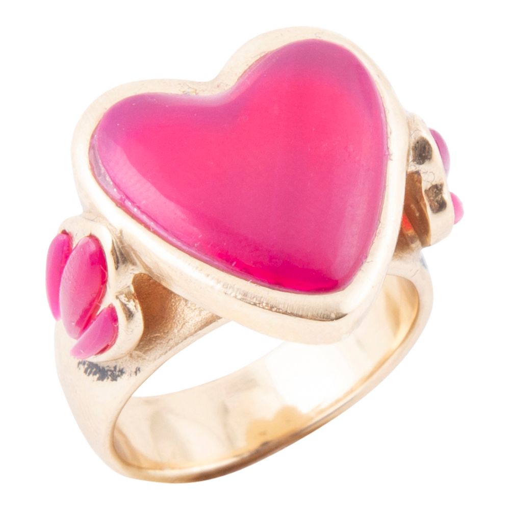 Pink Agate Heart Golden Statement Ring Rings La Vie Bien Pink Agate Heart Golden Statement Ring