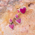 Pink Agate Heart Golden Statement Ring Rings La Vie Bien Pink Agate Heart Golden Statement Ring