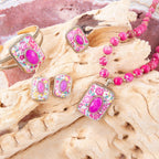 Pink Agate Stacked Stone Floral Pendant Necklace Necklaces La Vie Bien Pink Agate Stacked Stone Floral Pendant Necklace