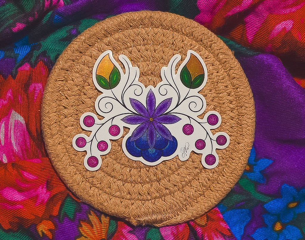 Pink Berries Ojibwe Floral Sticker La Vie Bien Pink Berries Ojibwe Floral Sticker