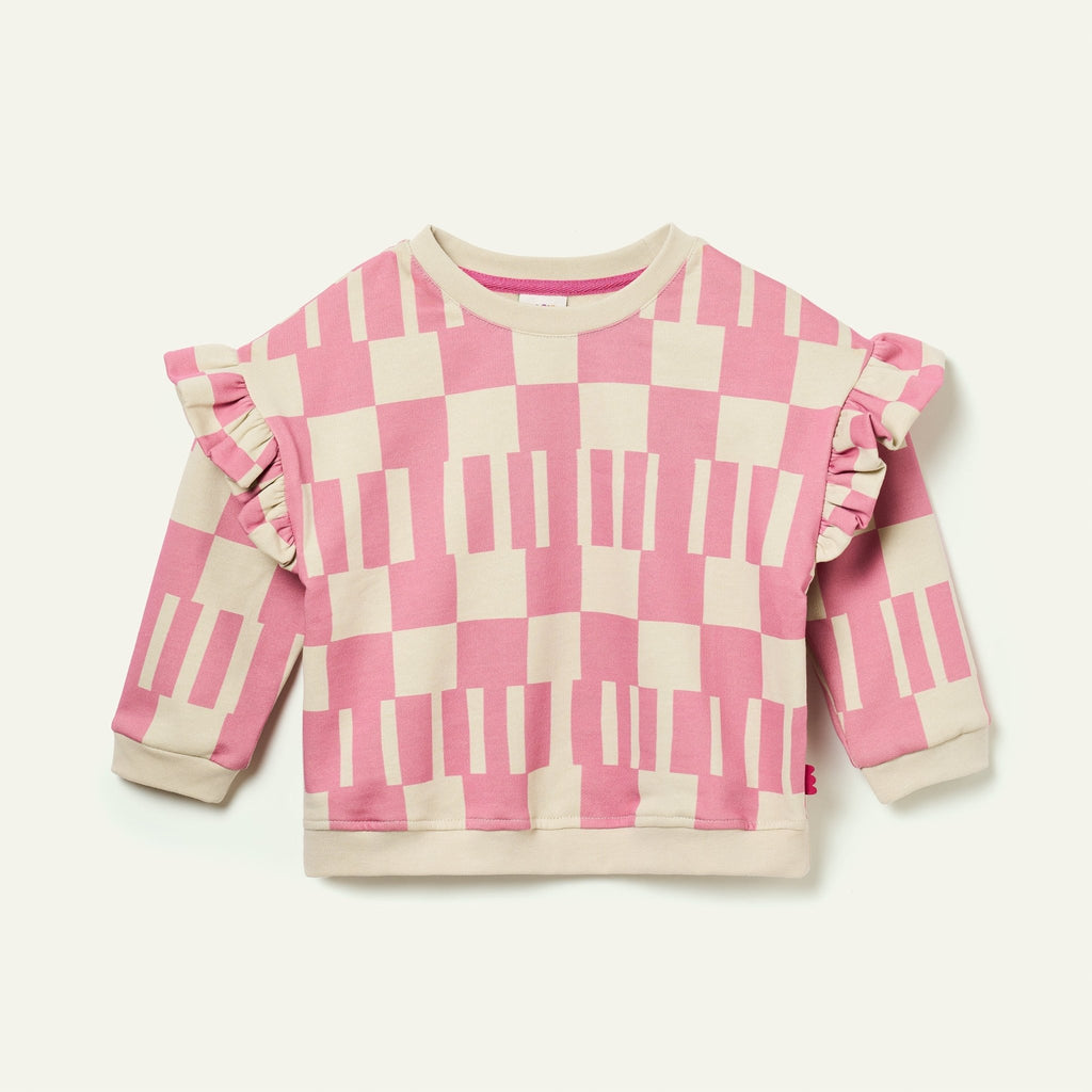 Pink Block Ruffled Sweatshirt sweatshirt La Vie Bien Pink Block Ruffled Sweatshirt