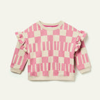 Pink Block Ruffled Sweatshirt sweatshirt La Vie Bien Pink Block Ruffled Sweatshirt