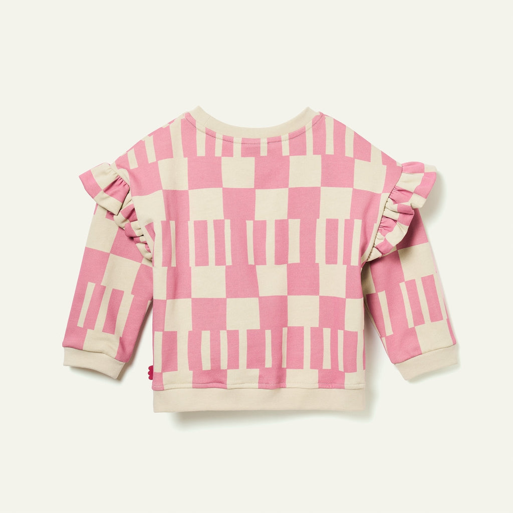 Pink Block Ruffled Sweatshirt sweatshirt La Vie Bien Pink Block Ruffled Sweatshirt