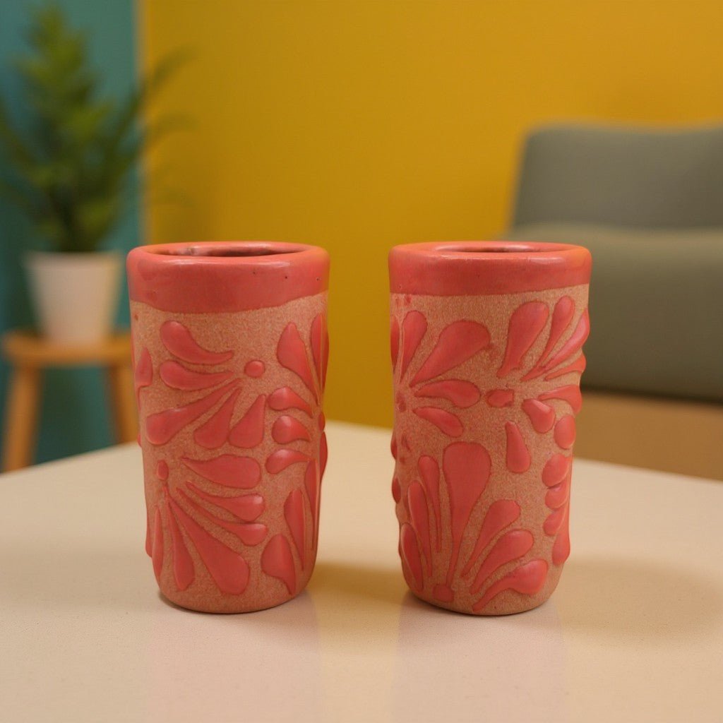 Pink & Blue Talavera Shot Glass Set | Gender Reveal Party Favors Mexican Shot Glass La Vie Bien Pink & Blue Talavera Shot Glass Set | Gender Reveal Party Favors