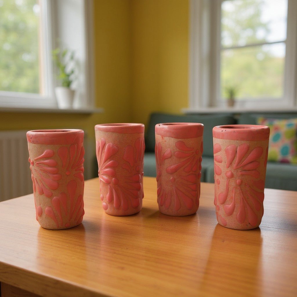 Pink & Blue Talavera Shot Glass Set | Gender Reveal Party Favors Mexican Shot Glass La Vie Bien Pink & Blue Talavera Shot Glass Set | Gender Reveal Party Favors