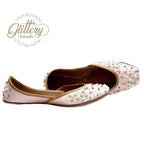 Pink Ethnic Punjabi leather Jutti with Pearl Work | Indian Traditional Mojari | Women's Khussa Shoes | Indian Ballet Flats Jutti La Vie Bien Pink Ethnic Punjabi leather Jutti with Pearl Work | Indian Traditional Mojari | Women's Khussa Shoes | Indian Ballet Flats