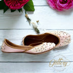 Pink Ethnic Punjabi leather Jutti with Pearl Work | Indian Traditional Mojari | Women's Khussa Shoes | Indian Ballet Flats Jutti La Vie Bien Pink Ethnic Punjabi leather Jutti with Pearl Work | Indian Traditional Mojari | Women's Khussa Shoes | Indian Ballet Flats