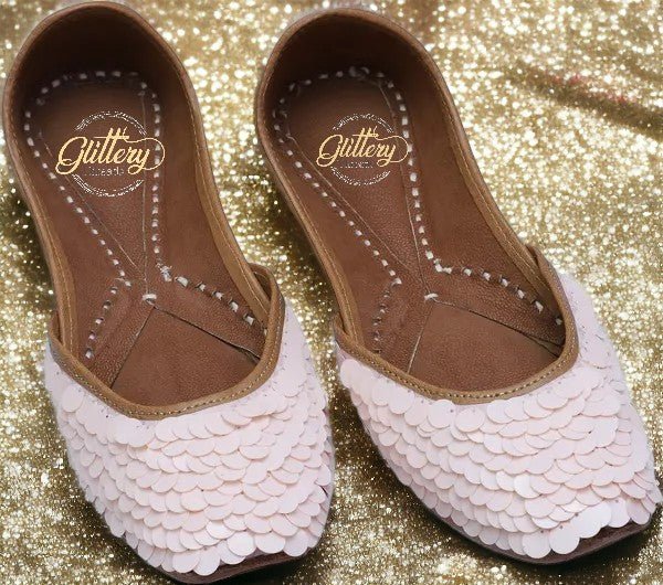 Pink Ethnic Punjabi Leather Jutti with Shell Work | Women's Indian Traditional Wear Mojari | Women's Khussa Shoes | Indian Ballet Flats Jutti La Vie Bien Pink Ethnic Punjabi Leather Jutti with Shell Work | Women's Indian Traditional Wear Mojari | Women's Khussa Shoes | Indian Ballet Flats
