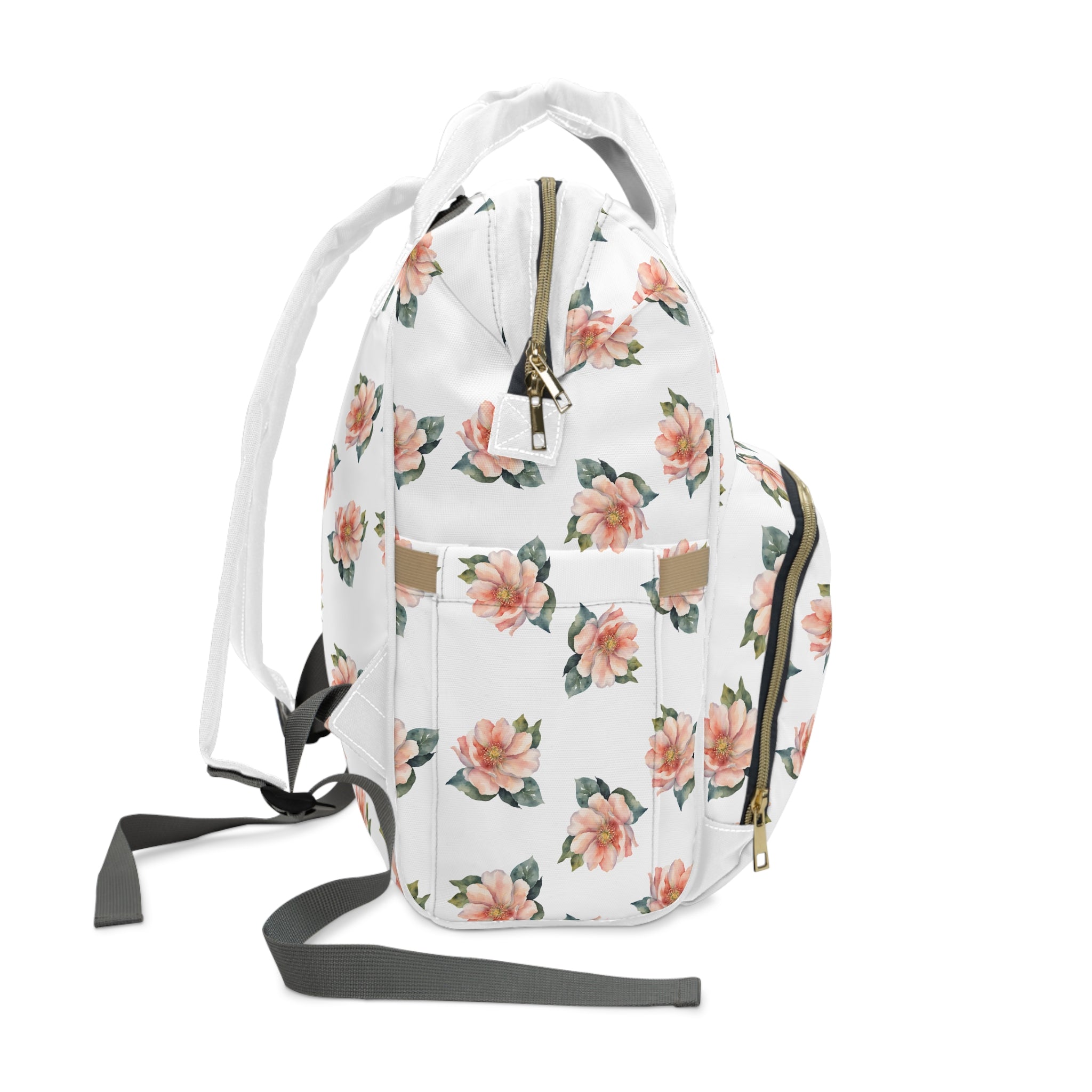 Pink flower diaper bag