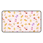 Pink gingham Foodie Picnic Snacks Desk Mat, Cute Food Pattern, light plaid Background Home Decor La Vie Bien Pink gingham Foodie Picnic Snacks Desk Mat, Cute Food Pattern, light plaid Background