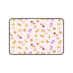 Pink gingham Foodie Picnic Snacks Desk Mat, Cute Food Pattern, light plaid Background Home Decor La Vie Bien Pink gingham Foodie Picnic Snacks Desk Mat, Cute Food Pattern, light plaid Background