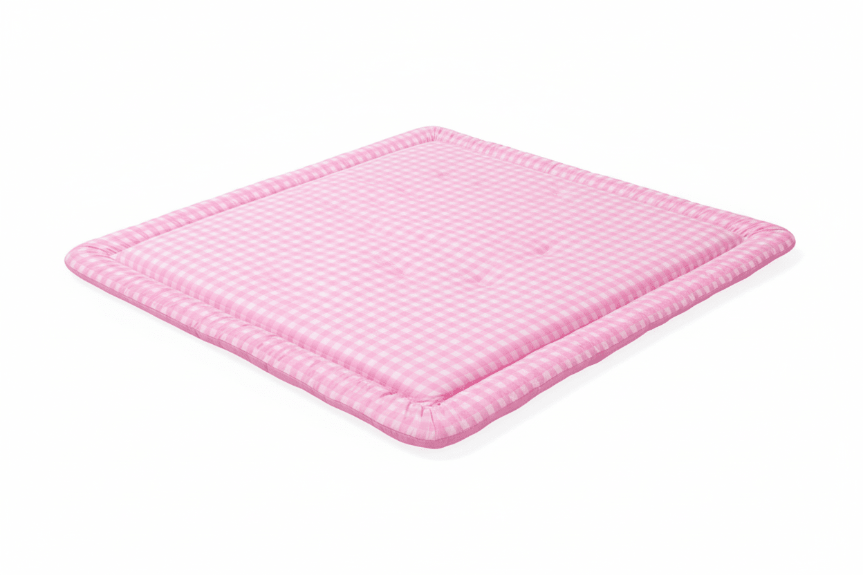 Pink Gingham Padded Baby Play Mat Baby Play Mat La Vie Bien Pink Gingham Padded Baby Play Mat