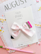 Pink Gingham Pencil Medium Hair Bow by Evie Pearl Handmade
