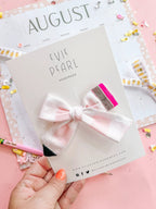 Pink Gingham Pencil Medium Hair Bow by Evie Pearl Handmade