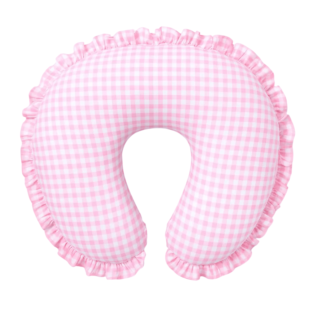 Pink Gingham Ruffle Nursing Pillow Cover La Vie Bien Pink Gingham Ruffle Nursing Pillow Cover